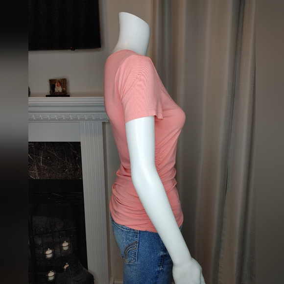MICHAEL MICHAEL KORS RUCHED TOP WITH ZIP DETAIL, PEACH S - Picture 4 of 11